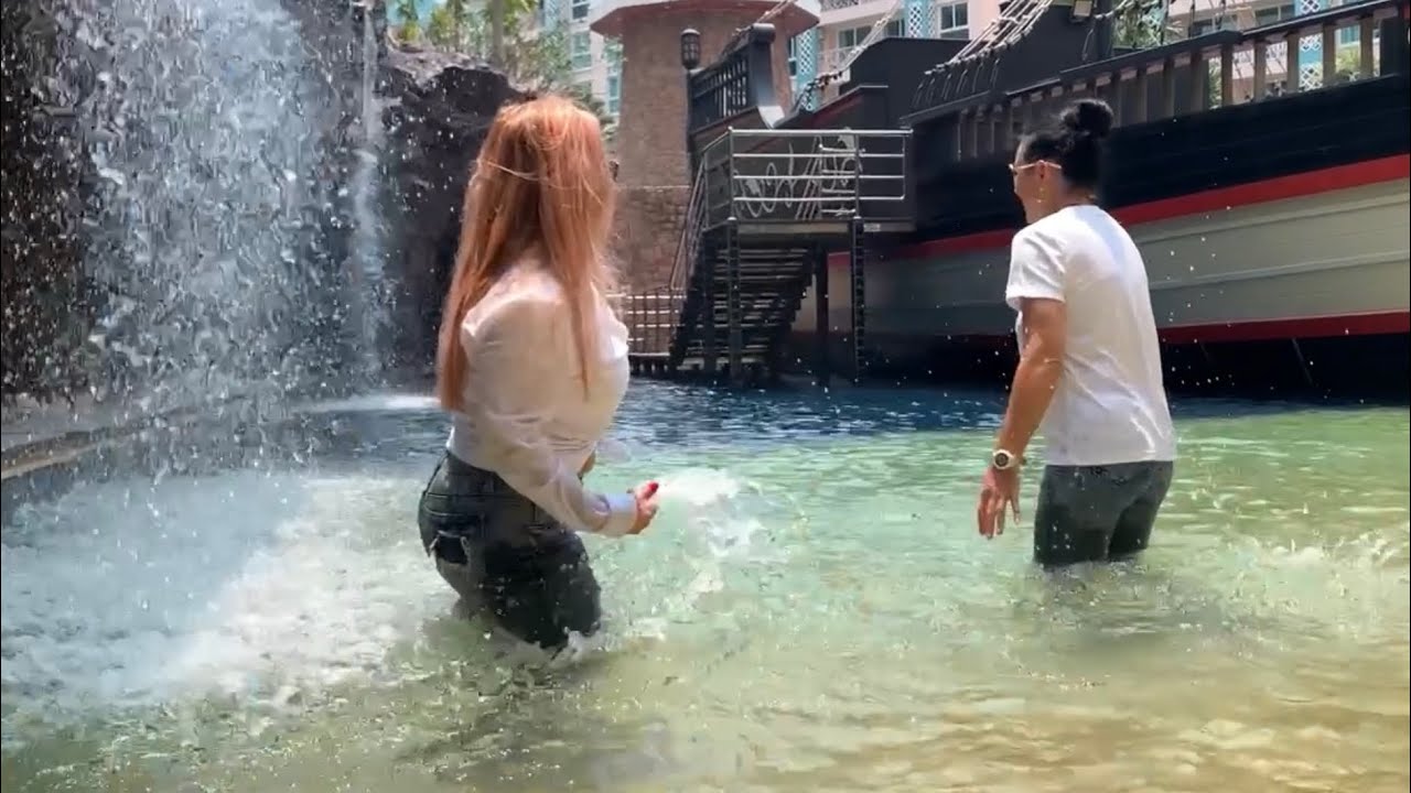 Elena and Natasha in the waterfall #wetlook