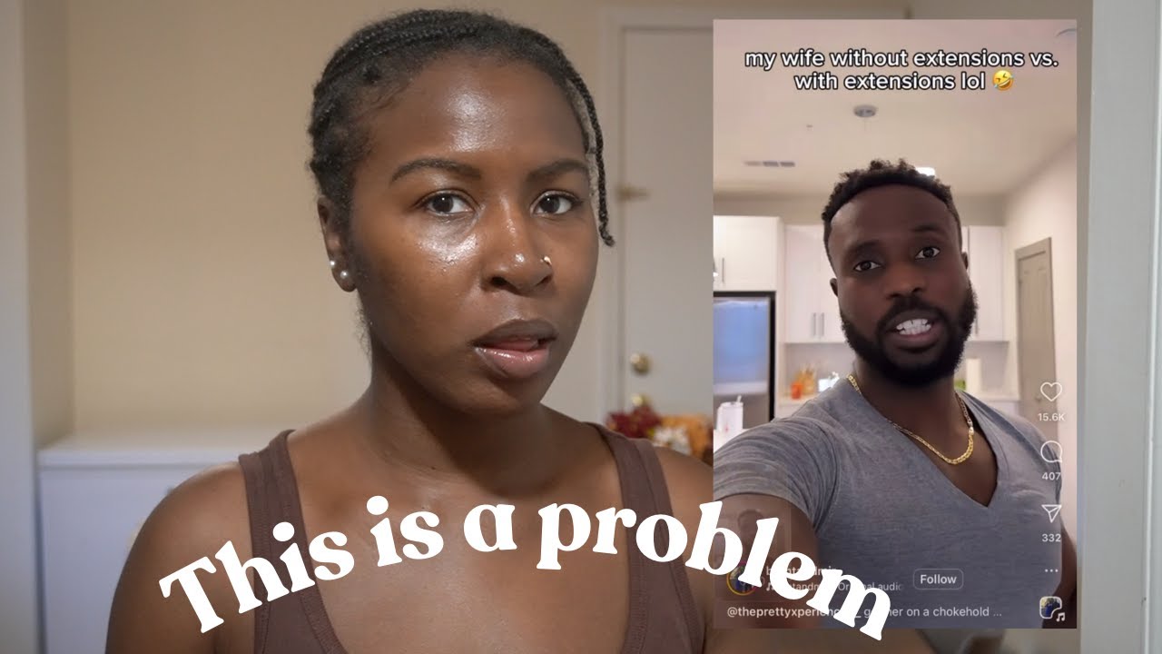Husband records wife's reaction with natural hair vs extensions. Let's talk about it