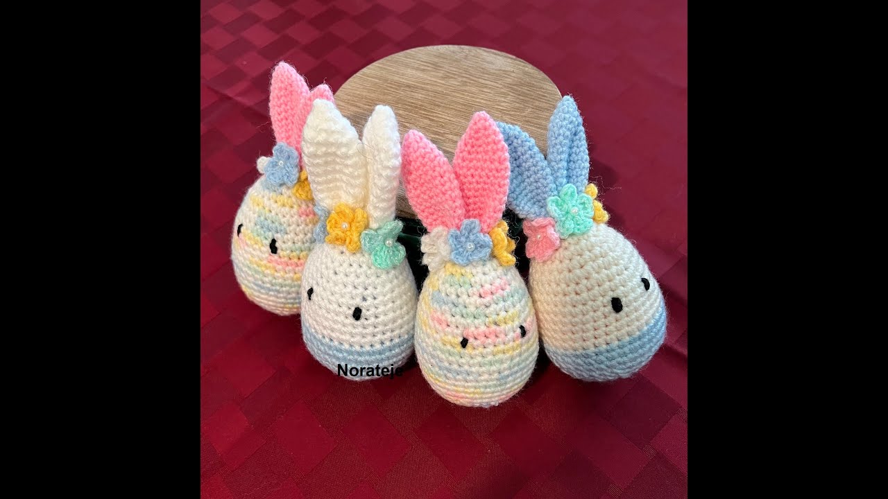 Huevos de pascua a crochet. Orejas de conejo y flores a crochet 1 de 2