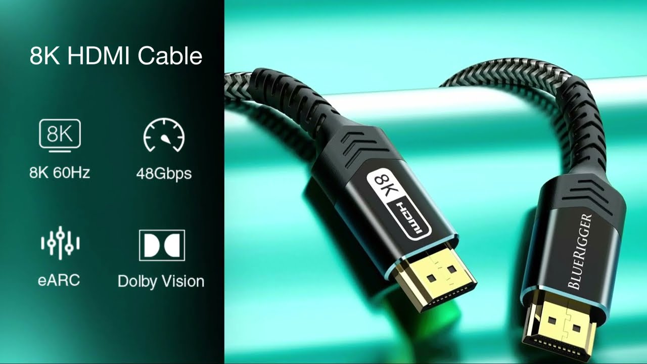 BlueRigger 10K 8K HDMI Cable 20FT - 60Hz UHD, 48Gbps, eARC, HDR10, HDCP 2.3, Gaming, TV, Monitor