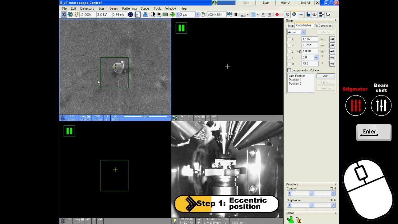 Lift-out by Focused Ion Beam (Step 1): Eucentric position
