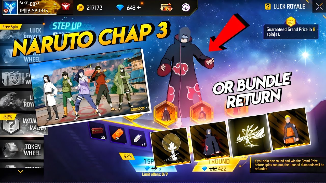 Naruto Chapter 3 💥 Naruto Bundle Return 🤯🥳| free fire new event | ff new event | new event free fire