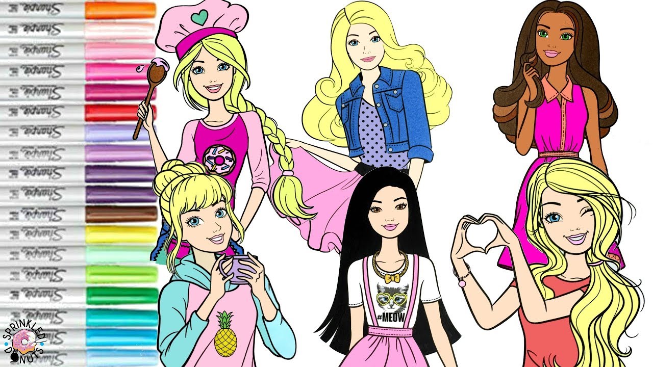 Barbie Coloring Book Page Compilation Barbie Pineapple Sweater Chef Fashionistas | SPRiNKLED DONUTS