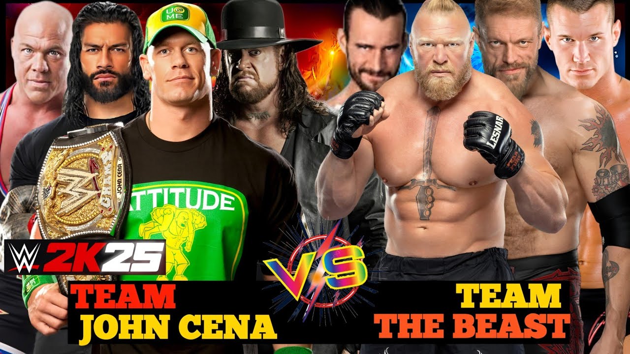 WWE 2K25-TEAM THE CHAMP JOHN CENA VS TEAM THE BEAST BROCK LESNAR MATCH...
