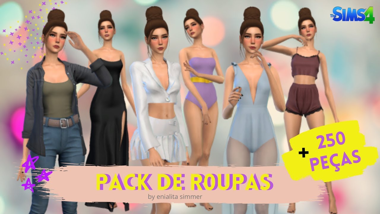 PACK DE ROUPAS FEMININAS + 250 PEÇAS!!! ESPECIAL 150 INSCRITOS (The Sims 4) | Enialita Simmer