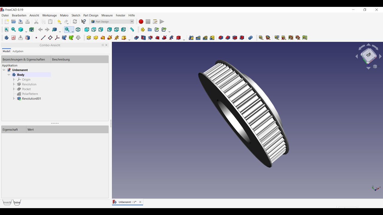 FreeCAD 0.19 V6 Engine (Belt Wheels 2)