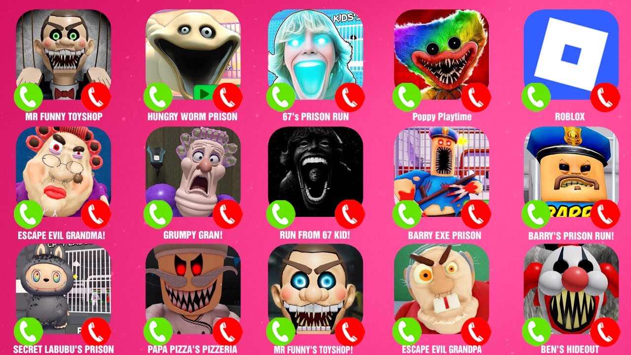 MR FUNNY'S TOYSHOP, HUNGRY WORM PRISON, 67's PRISON RUN, Poppy Playtime, roblox...