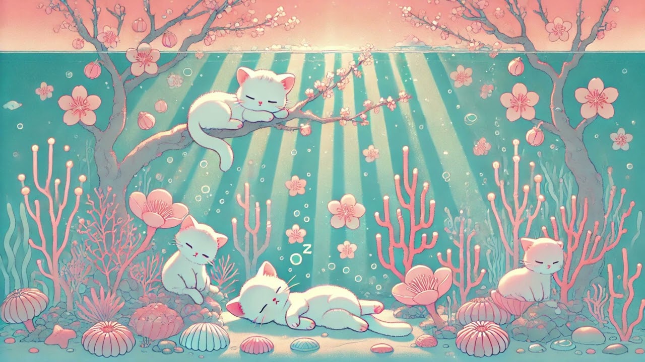 Sleep Pastel Lofi – Underwater Cat Dream (2 Hours)｜深い眠りのための癒しBGM