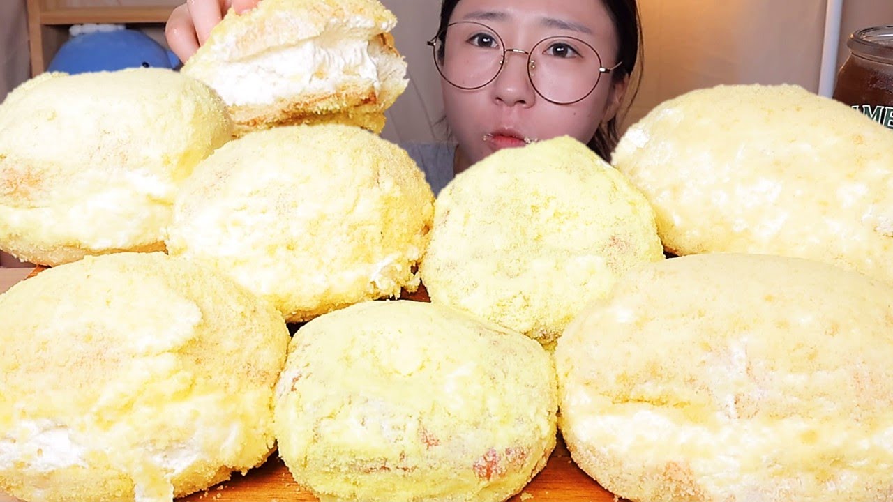 다양한 종류의 카스테라빵들💛 카스테라도넛 카스테라베이글 카스테라소금빵 카스테라 크림빵 디저트 먹방 Dessert Mukbang