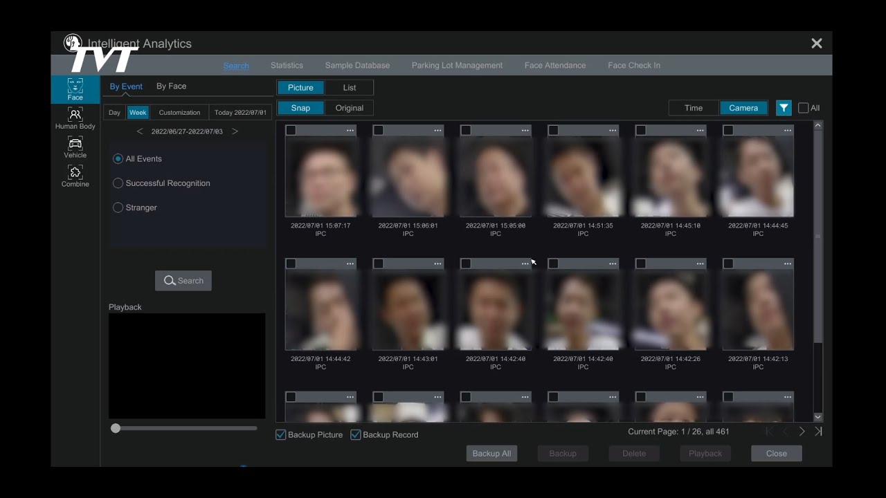 NVR Operation—Intelligent Analytics: Face Search