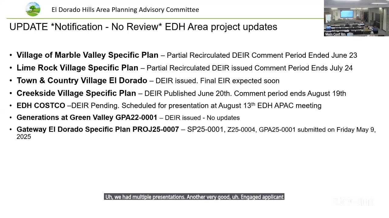 El Dorado Hills APAC Wed July 9 6:30PM HYBRID Meeting