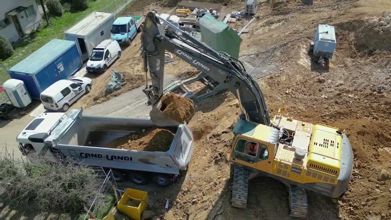 Chantier de terrassement à Orbe