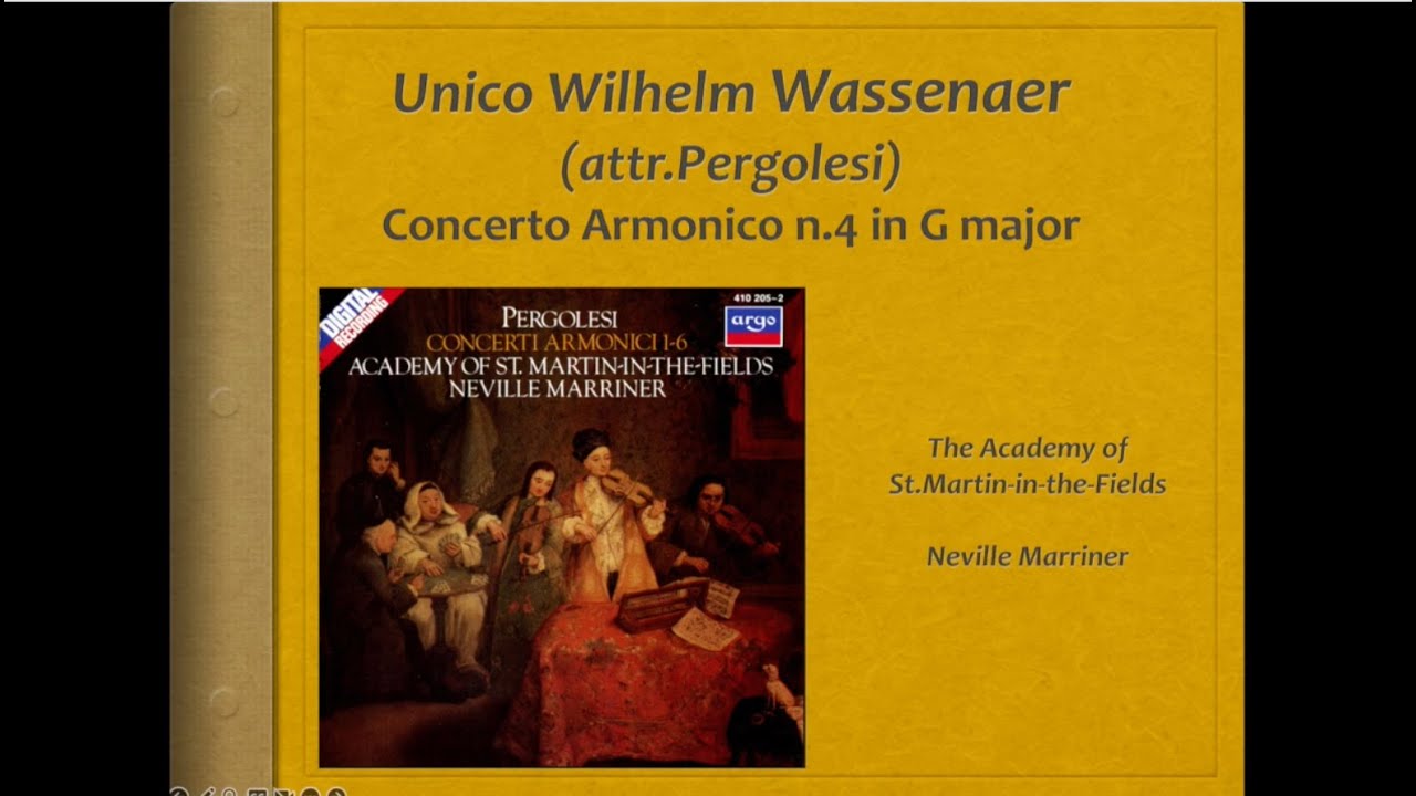 Wassenaer, Concerto Armonico 4 - Video Score - ASMF, Marriner