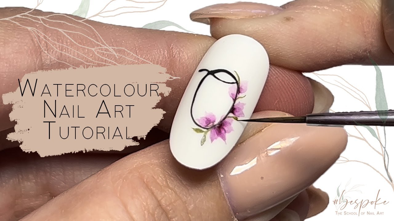 NAIL ART TUTORIAL  l   Watercolor Nail Art - Floral Nail Art design covering the word L-O-V-E