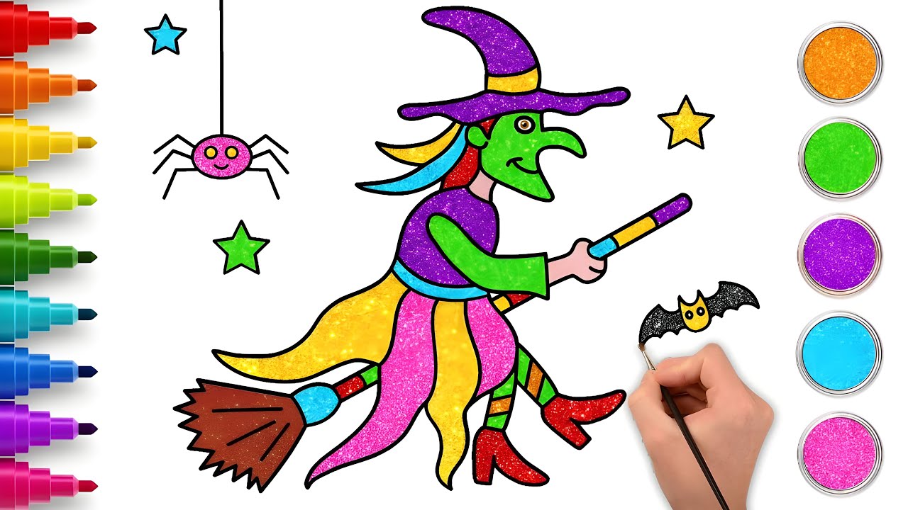 Menggambar Penyihir untuk Anak-anak | Belajar menggambar dan mewarnai | Chiki Art Bahasa