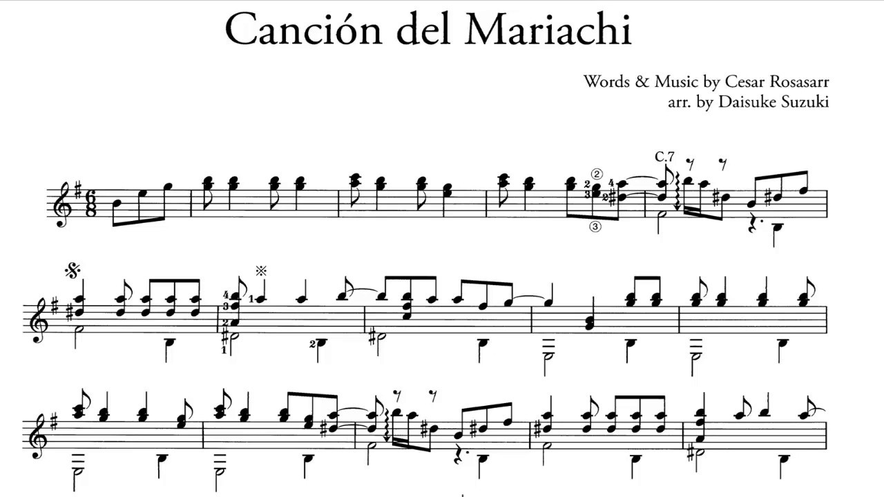 Canción del Mariachi (Cesar Rosas) - Guitarra (Audio + Partitura)