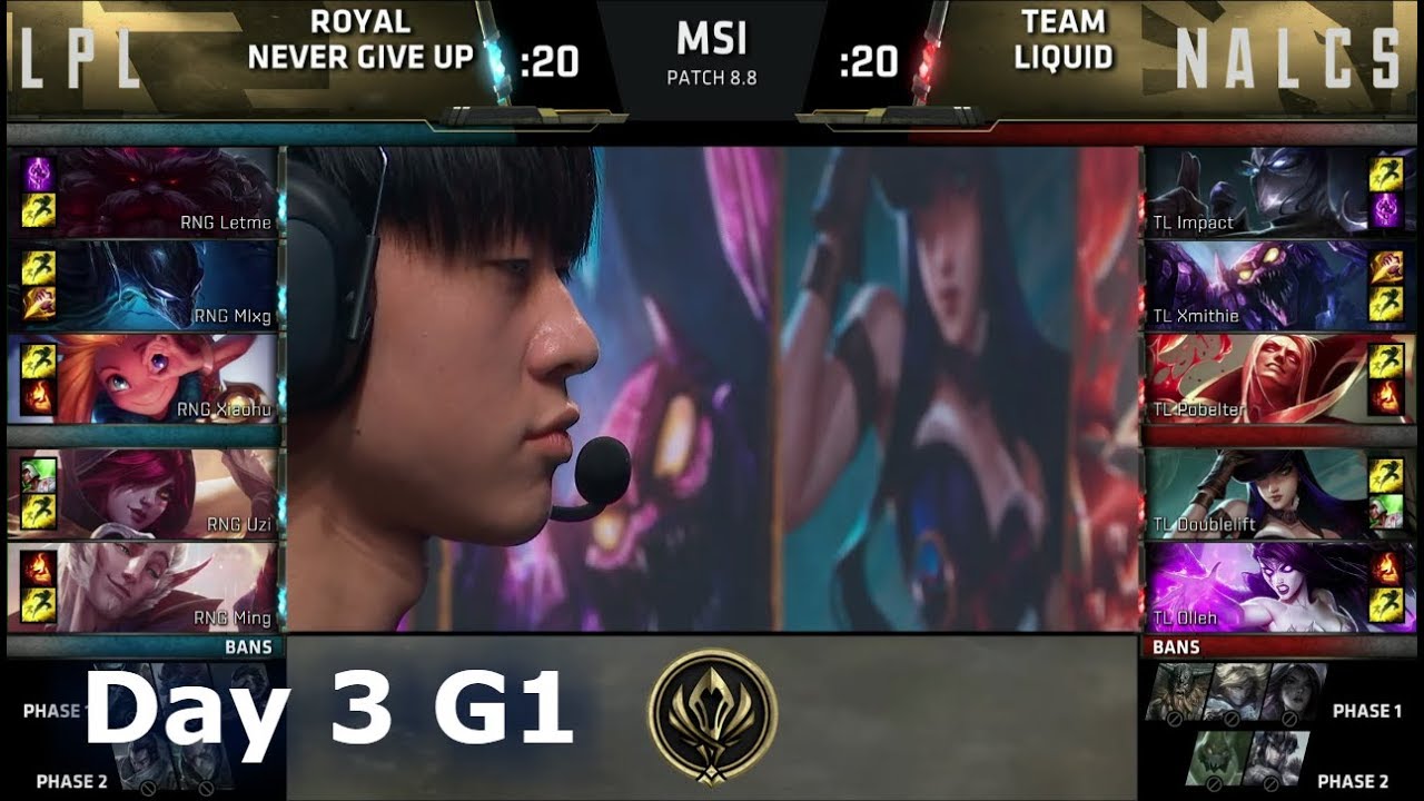 Royal Never Give Up vs Team Liquid | Day 3 LoL MSI 2018 Main Event Group Stage | RNG vs TL
