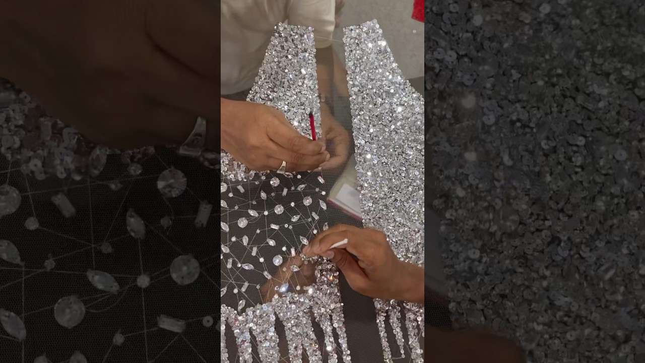 Hand embroidery fabric for party 