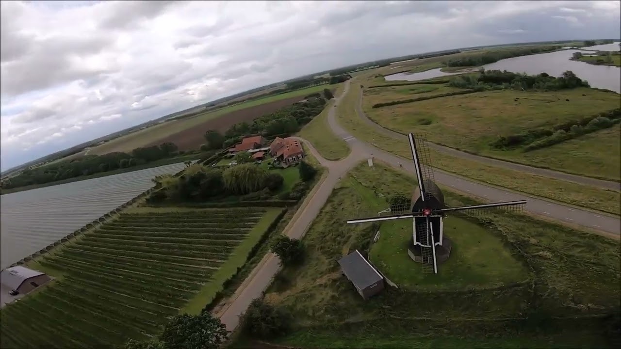 fpv flight, near the river the maes and a flour mill