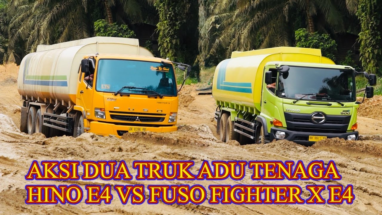 LIHAT HINO TAK MAMPU LEWAT,SI FUSO DATANG PAMER TENAGA DI DEPANNYA