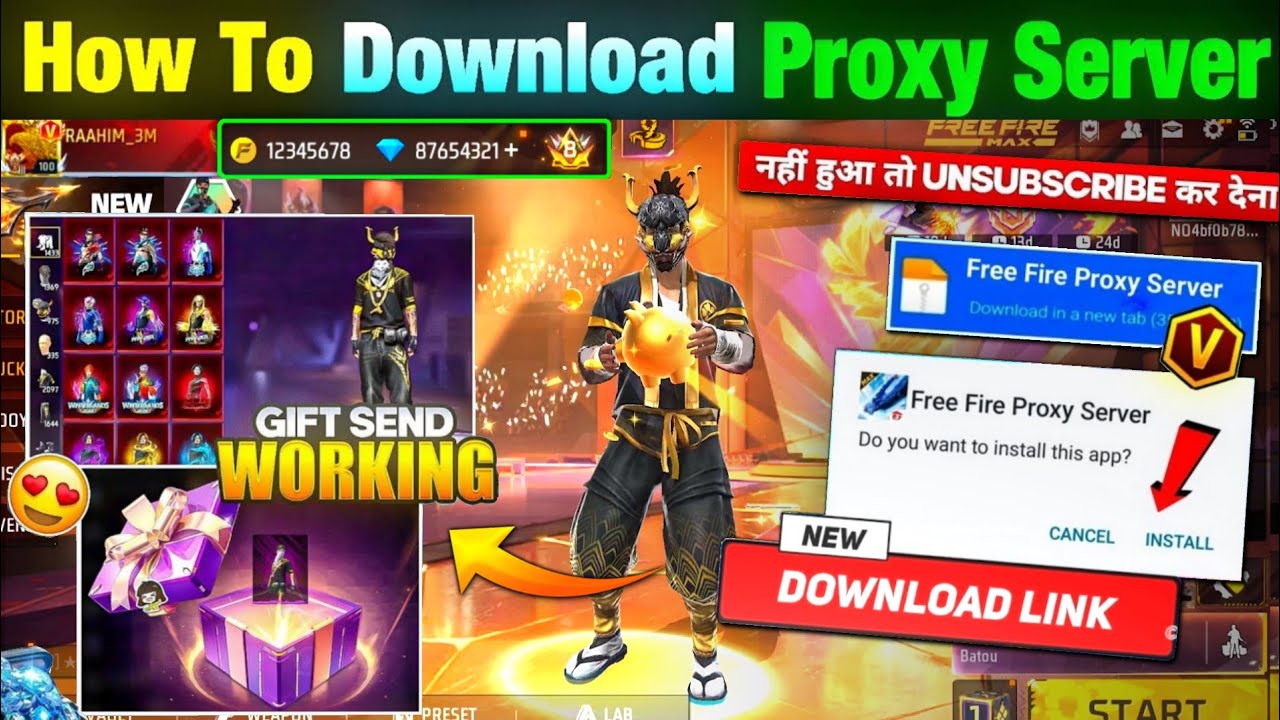 HOW TO DOWNLOAD PROXY SERVER IN FREE FIRE, HOW TO USE PROXY SERVER IN FREE FIRE, VIP PROXY SERVER