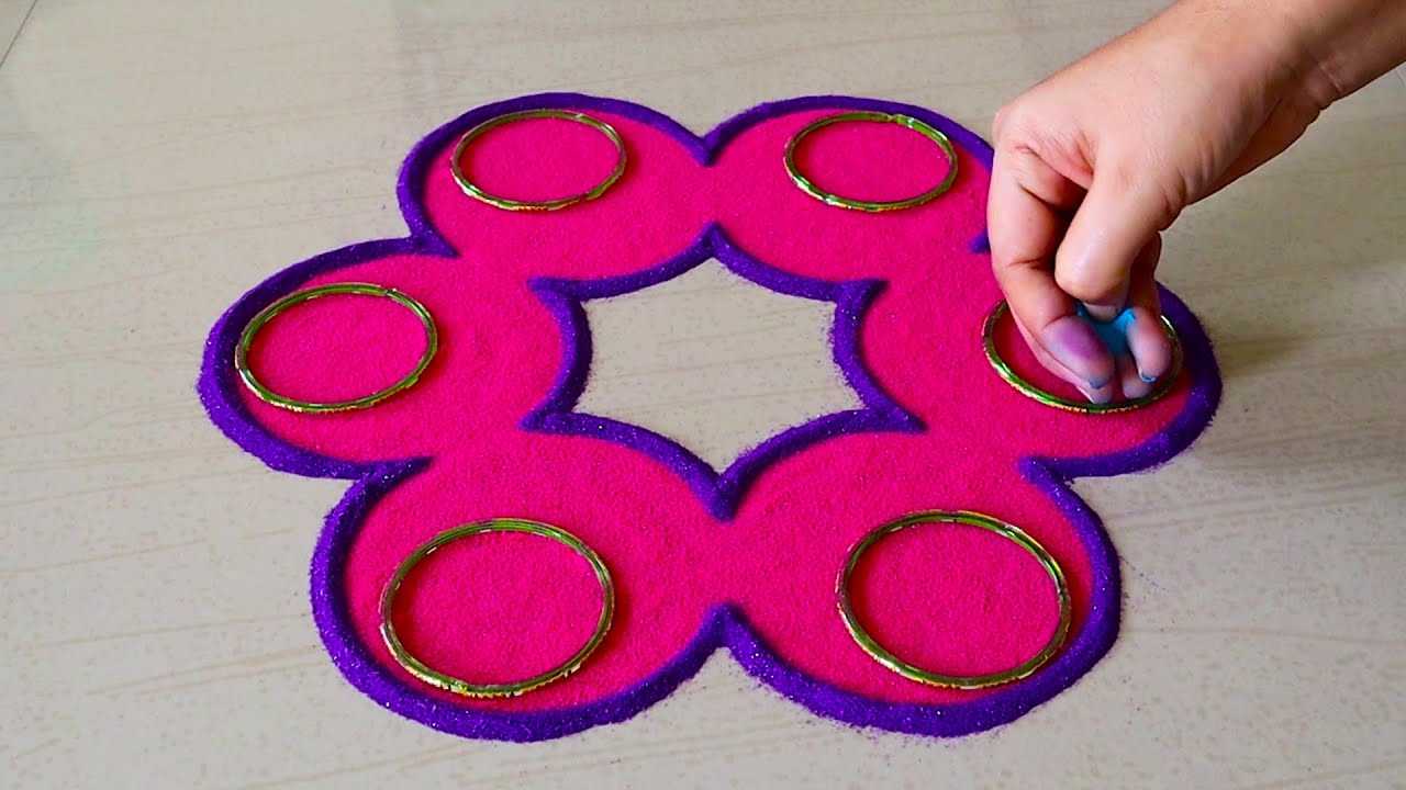 Easy Diwali Rangoli Designs Using Caps | Dussehra Rangoli | Deepavali Rangoli | Deepawali Muggulu