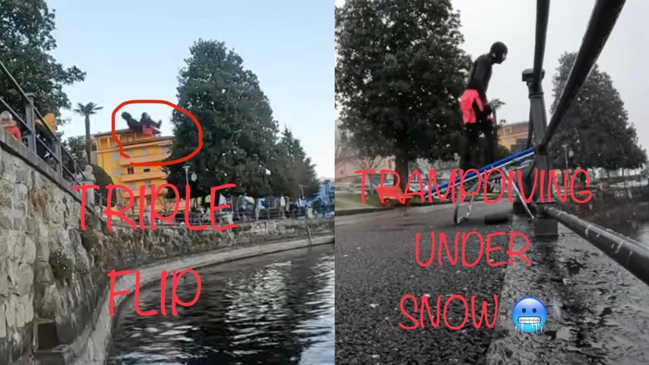 TRAMPDIVING TRAINING/SNOWY TRAMPDIVING TRICK