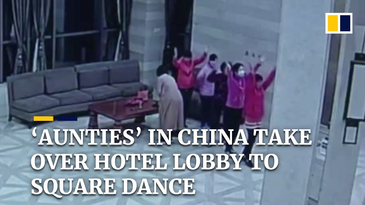 Chinese 'aunties' take over hotel lobby for square dancing