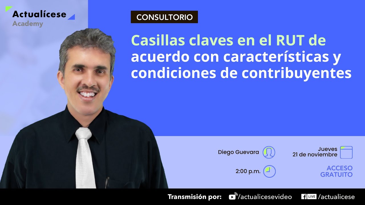 Casillas claves en el RUT de acuerdo con características y condiciones de contribuyentes