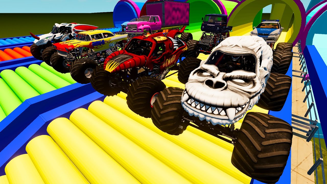 Epic Speed Monster Truck Jumps & Crashes 