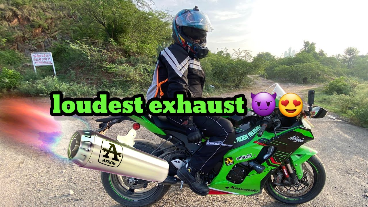 loudest exhaust for zx10r 2023 arrow race pro😍very loud with flames🔥 ||₹200000 ki modification