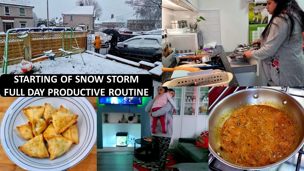 Snow Storm Day Routine | How We Spent Heavy Snow Day in UK? Kathal Curry | Baked Samosa