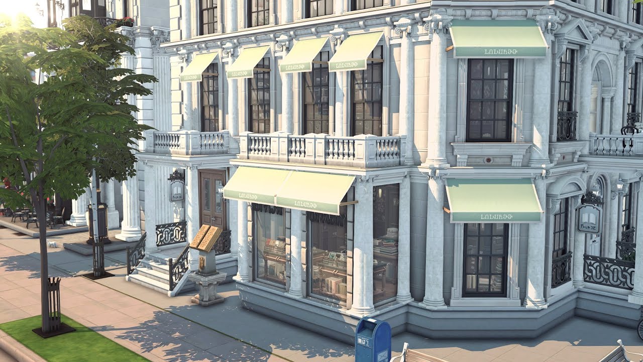 Poet street antique library and Bookshop | The Sims 4  Speed build | Collab /w @BojanaSims