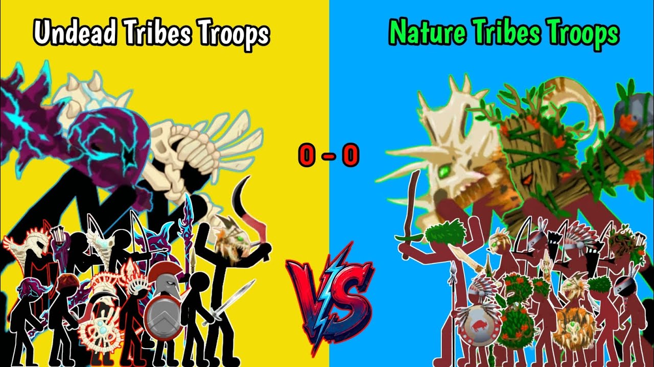 Undead Tribes Troops VS Nature Tribes Troops - Brutal Battle💀 | Stick War Legacy