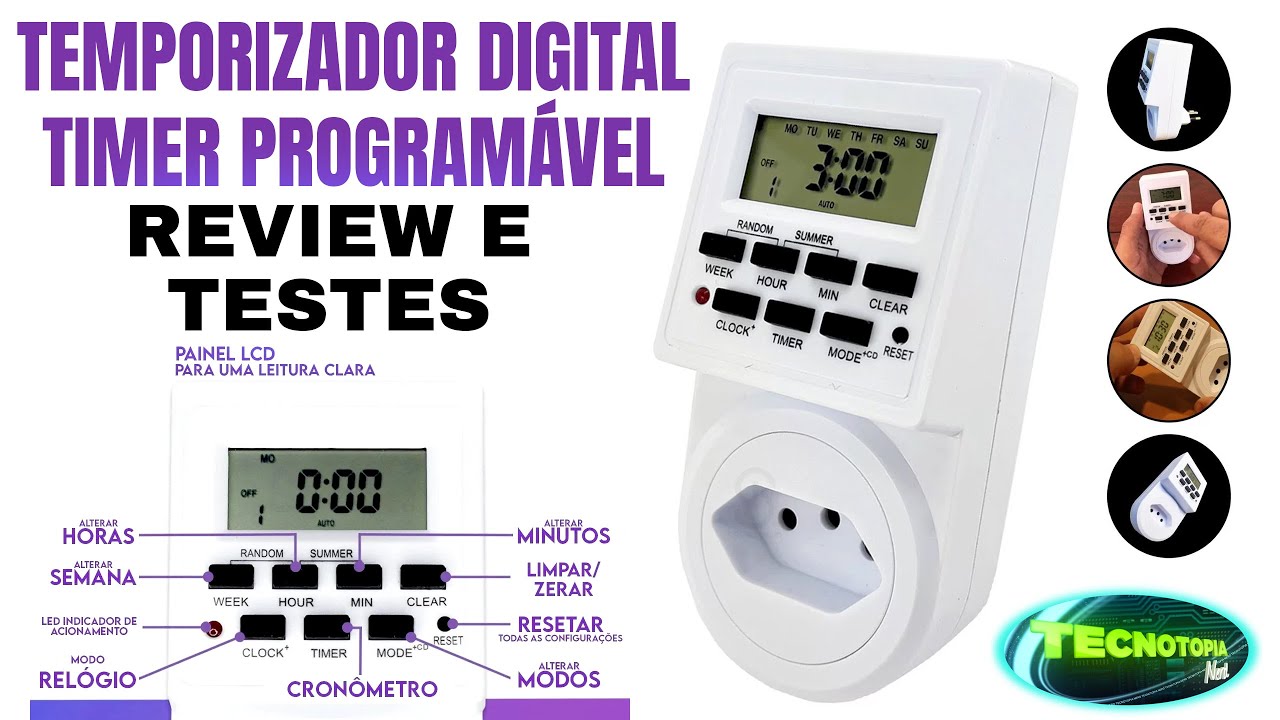 Temporizador LCD Digital Timer Programável Liga e Desliga BiVolt