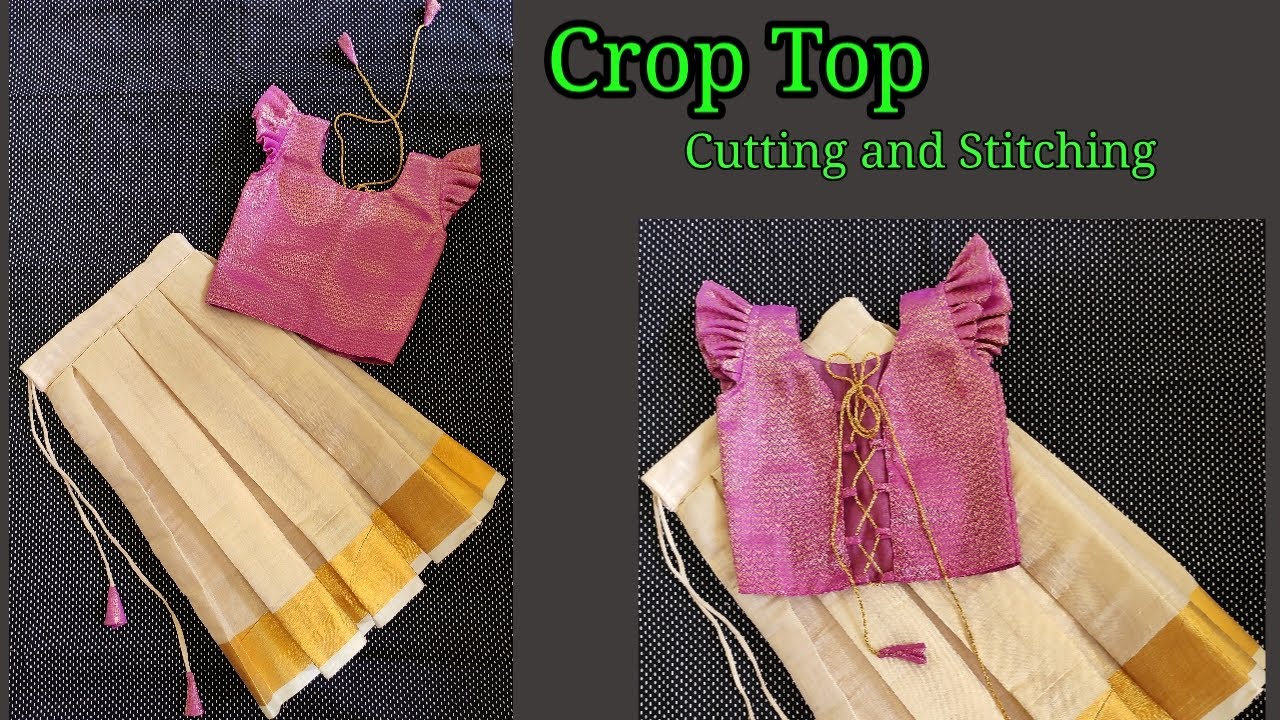 Crop top cutting and stitching in malayalam / crop top
