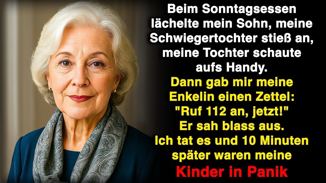 Bei einem Familienessen gab mir meine Enkelin einen Zettel  „Ruf 112 an!“