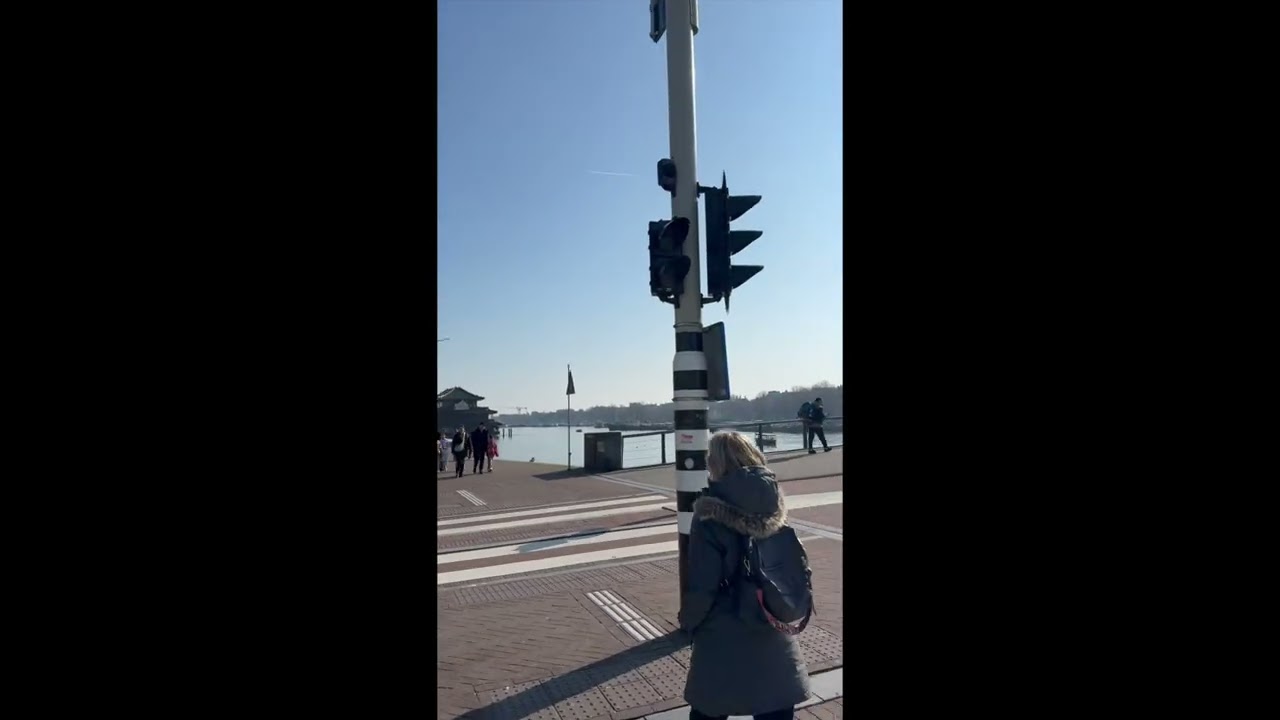 My Mum and my Dad video some traffic lights at Amsterdam in Netherlands