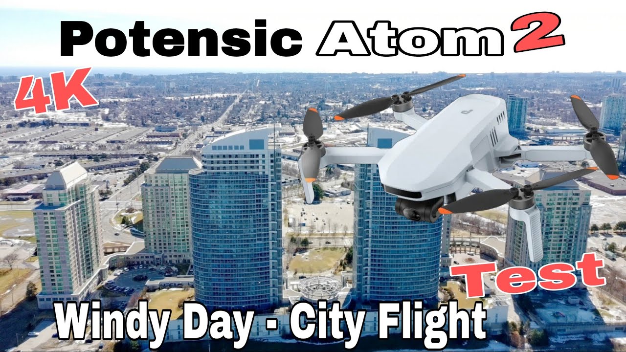 Дрон Potensic Atom 2 &mdash; тест полета в ветреный день в городе (справится ли он с ветром?) Видеокаме...
