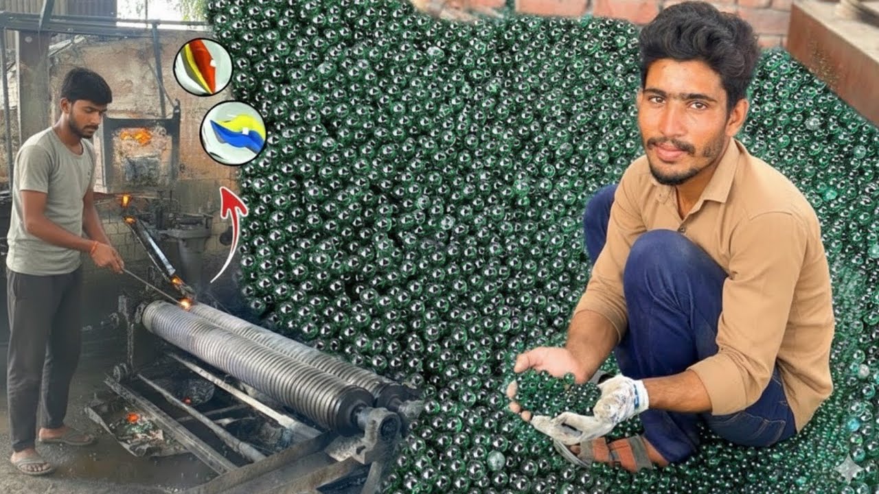 Incredible Recycling Process of Glass Scrap to Make Glass Marbles Balls Manufacturing 