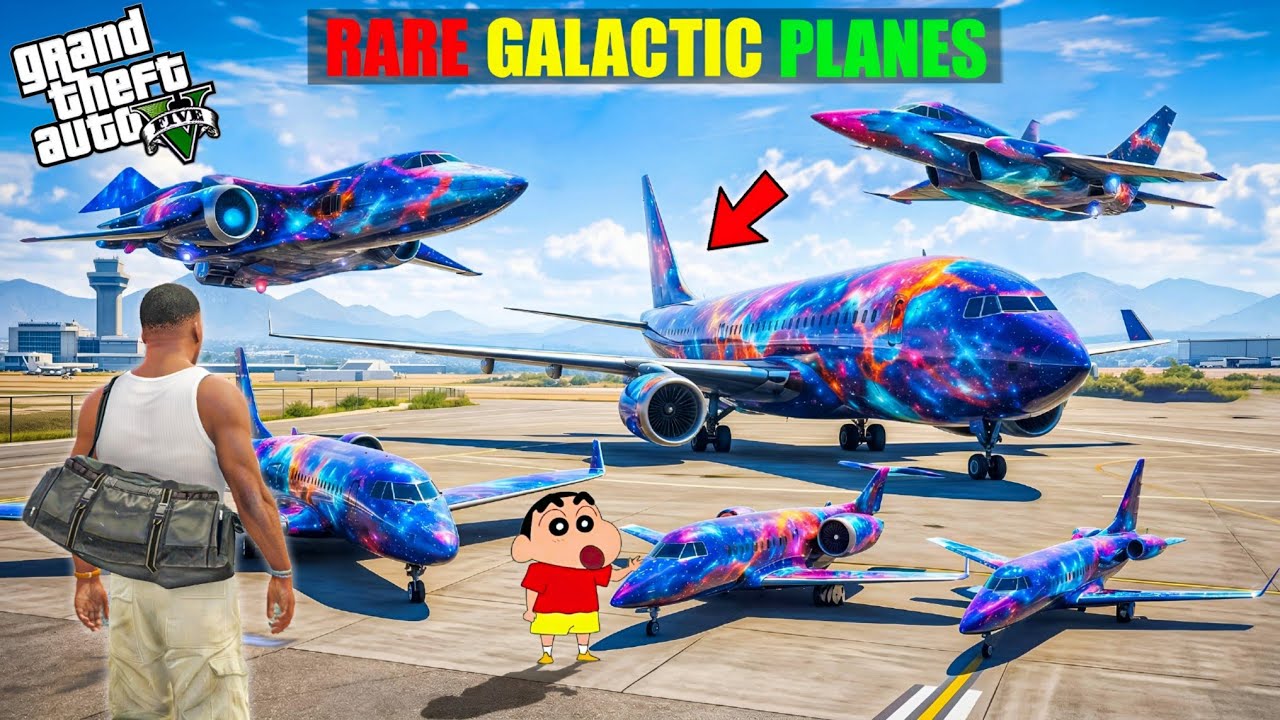 GTA 5 : Franklin & Shinchan Collecting RARE GALACTIC PLANES In GTA 5! (GTA 5 Mods)