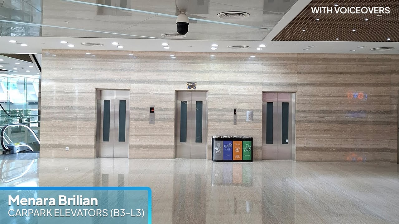 Mitsubishi MRL Elevators with Voiceovers - Menara Brilian, Jakarta (Carpark)