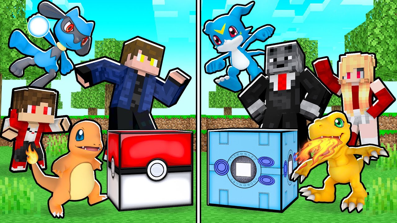NOVA LUCKY PIXELMON de POKEMON vs NOVA LUCKY DIGIMON no MINECRAFT