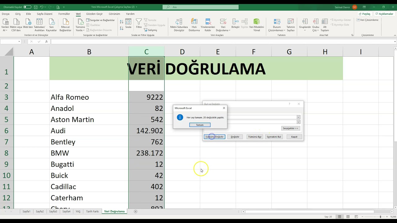 Veri Doğrulama nasıl yapılır? Veri Doğrulama Listesi, Açılır Kutu Hazırlama