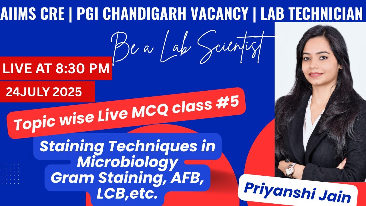 AIIMS CRE EXAM | PGI | LAB TECHNICIAN | LIVE MCQ CLASS #5 | PRIYANSHI JAIN