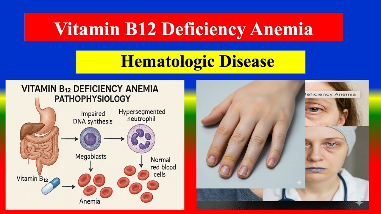 Vitamin B12 Deficiency Anemia - Definition, types, cusses, risk, symptoms ,diagnoses,  treatment