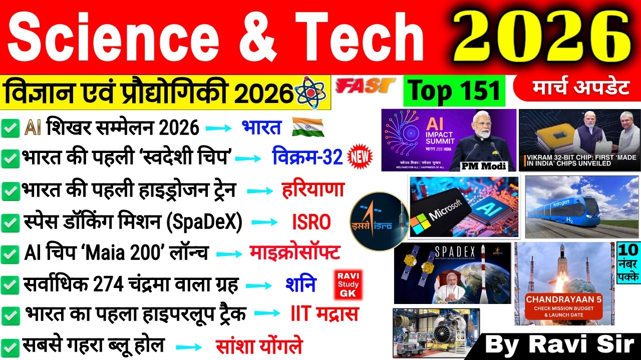 Science and Tech Current Affairs 2026 | Science Important Questions 2026 | Space AI ISRO DRDO 2026