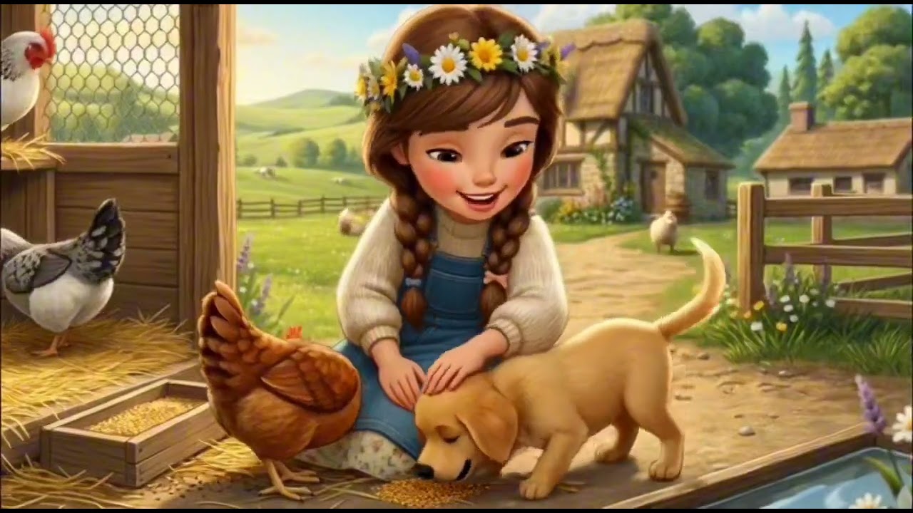Firl and her dig takes care of the animals in the barn.