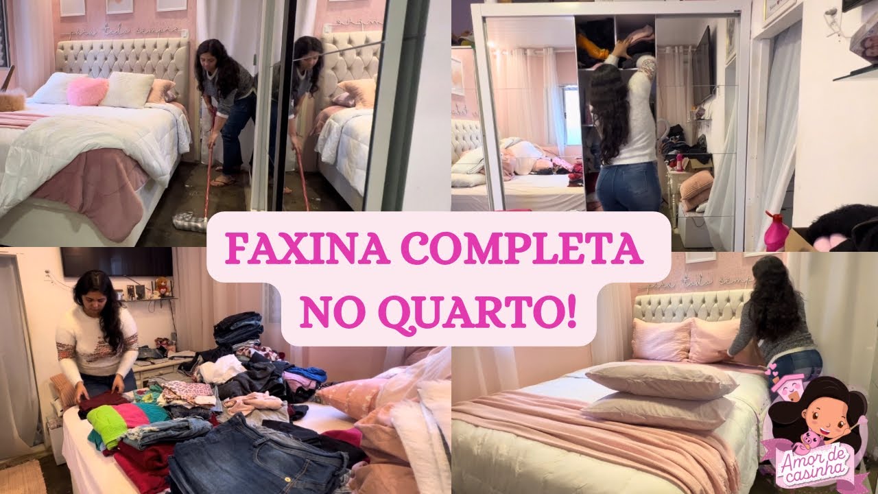 FAXINA COMPLETA NO MEU QUARTO! Organizei guarda-roupa, penteadeira e sapateira! Tirei muita coisa!