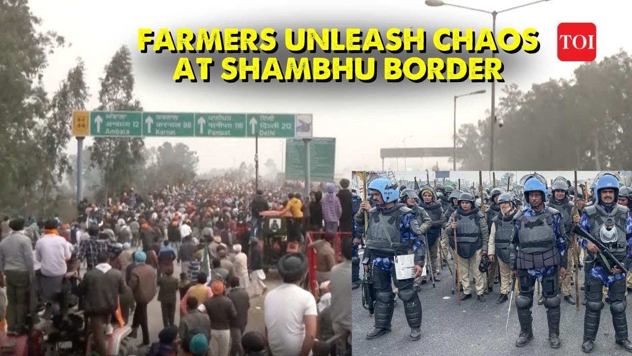 Shambhu Border on the Edge: Protesters with Gas Masks, John Deere trucks vandalised safety barriers